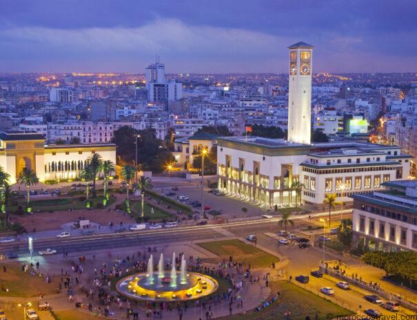 Tour Of 6 Days From Casablanca To The Sahara Desert Morocco, Casablanca, Place Mohammed V.The Palais de Justice (law courts) building on the left and the Ancienne Prefecture (Old Police Station) on the right.