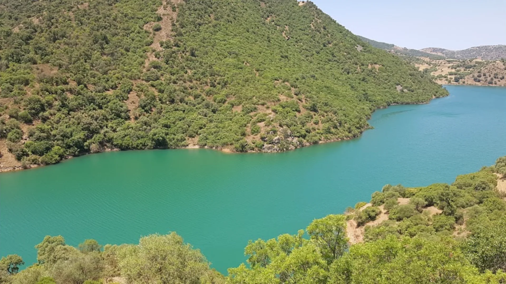 Lake among the green hills of the Middle Atlas