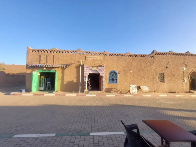 Mud-brick village street in Merzouga