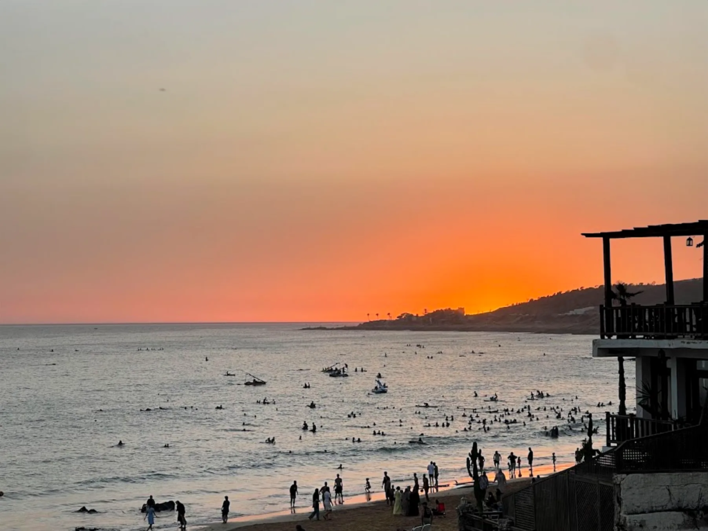 Sunset on a Moroccan Atlantic surf beach