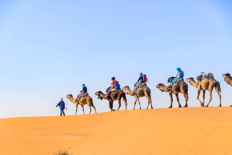 Camel ride in the Sahara desert, Morocco